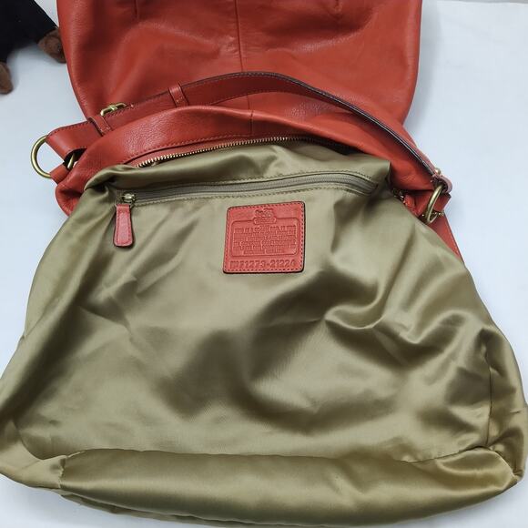 Coach Madison Orange Leather Zipper Closure Hobo Shoulder Bag - Picture 11 of 16